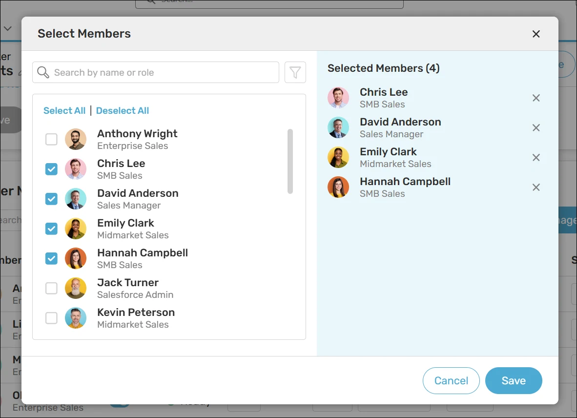Add one or more router members from the "Select Members" modal.