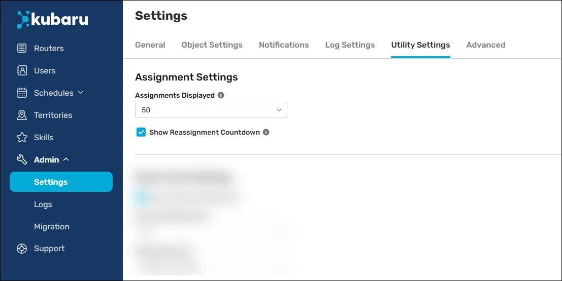 Edit settings related to the assignments tab in the utility.