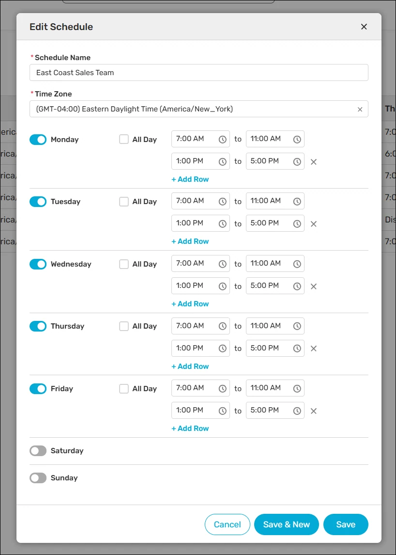 Create a distribution schedule to define which hours assignments should be made.