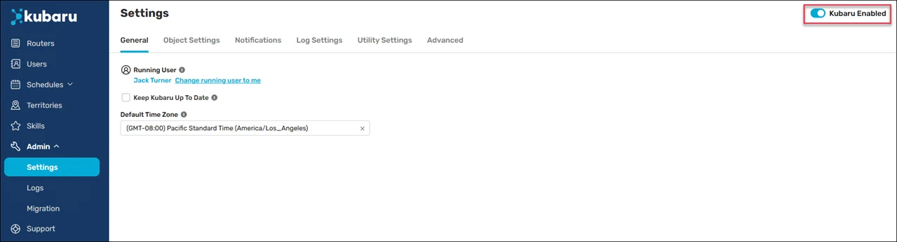 Kubaru enabled toggle