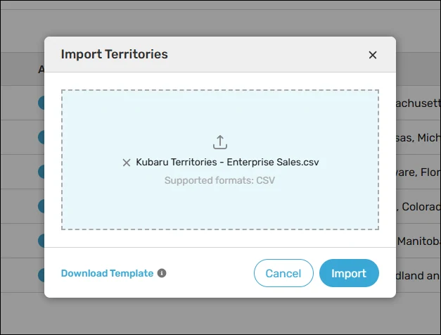 Import territories from a CSV.