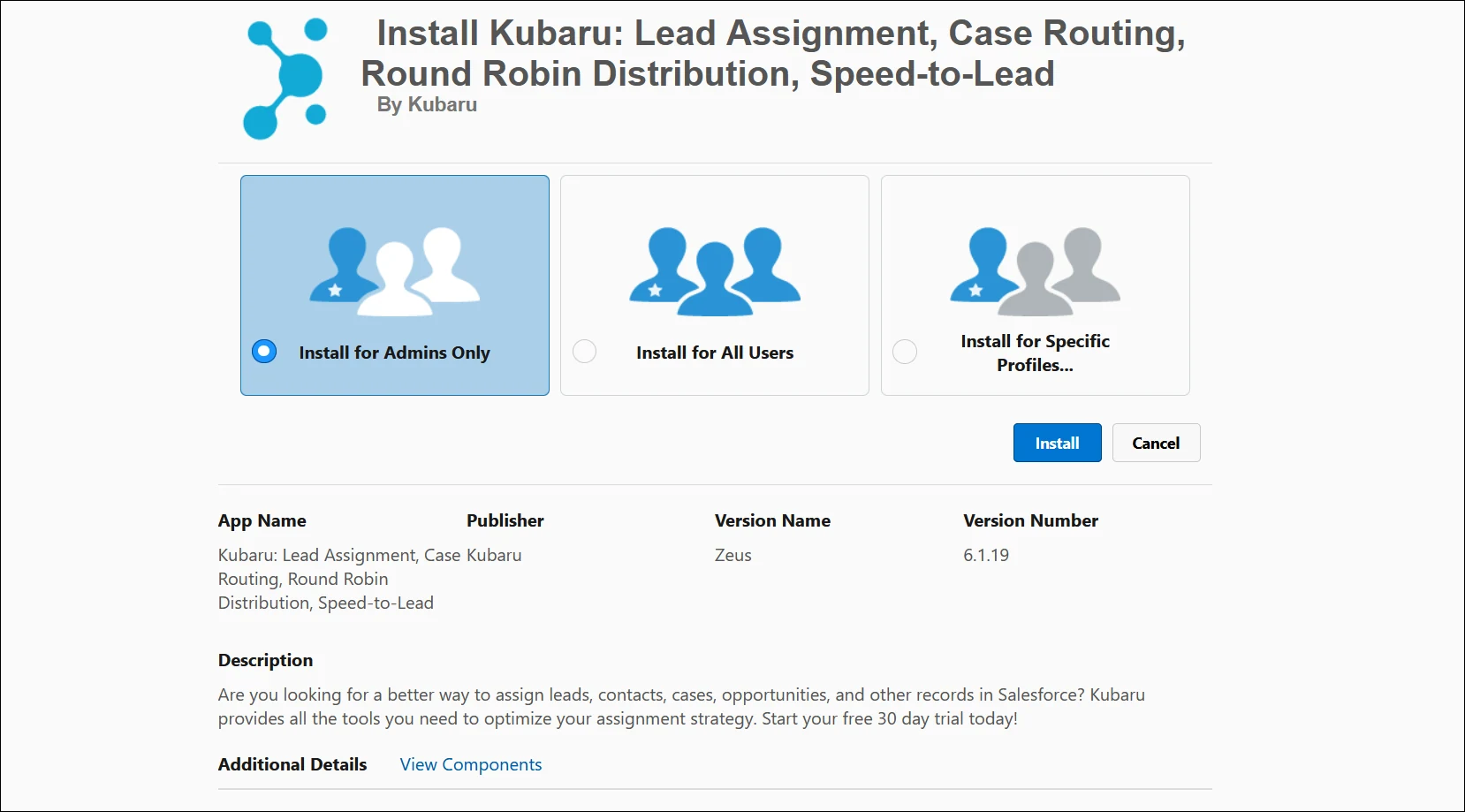Choose the option to "Install for Admins Only".