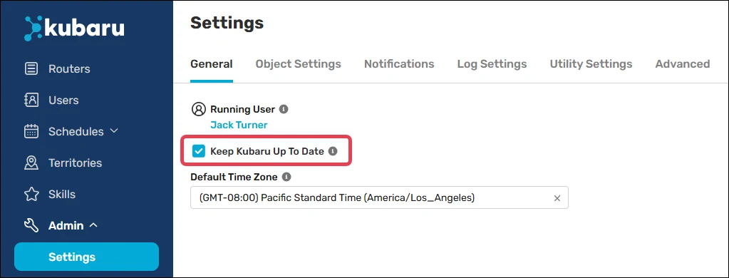 Enable Keep Kubaru Up To Date.