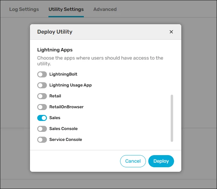 Deploy the Kubaru Utility to one or more Lightning Apps.