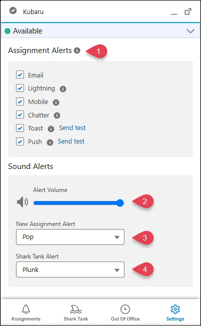 Users can configure their own notifications settings from the Kubaru Utility.