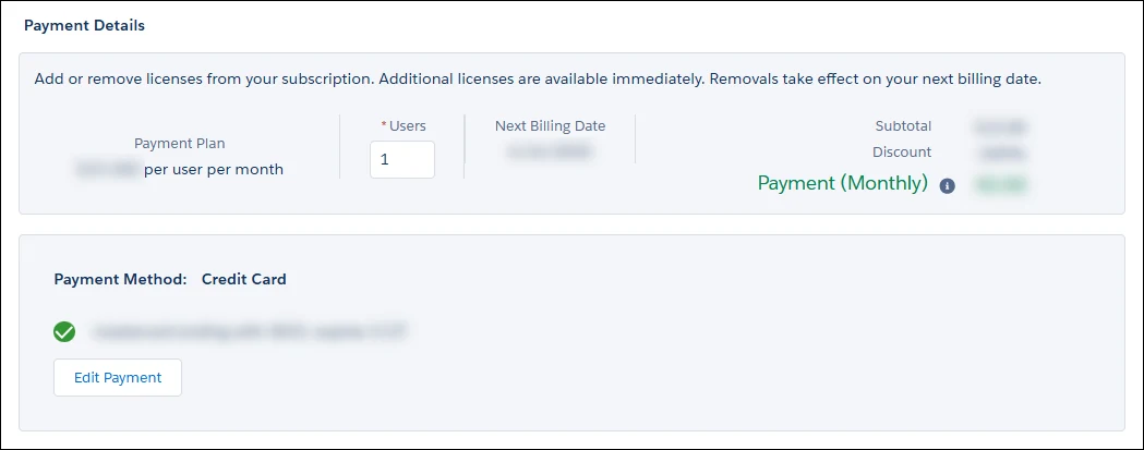 Click Edit Payment to change your payment method
