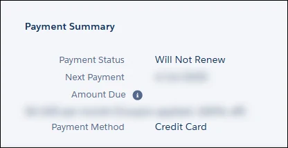 Confirm payment status shows Will Not Renew.