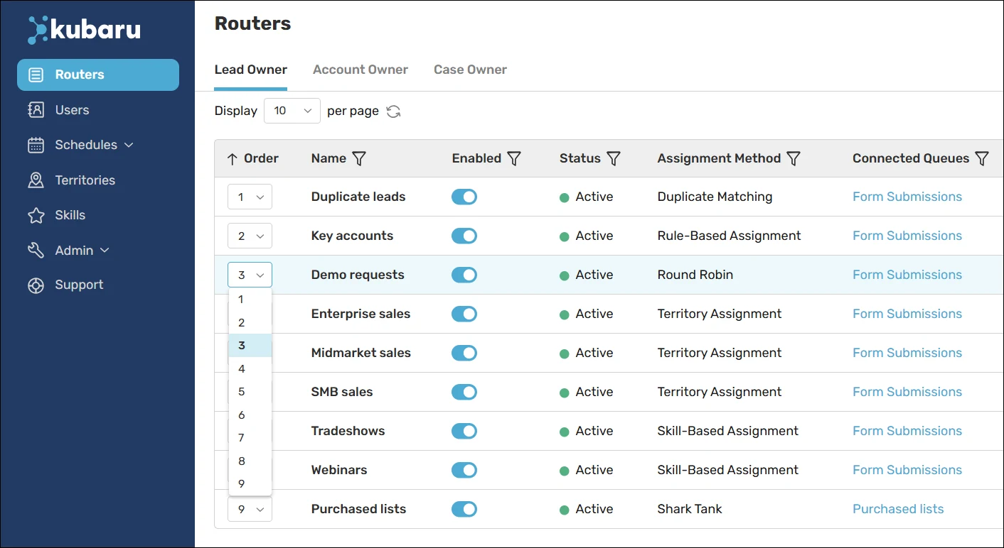 Edit the evaluation order for routers.