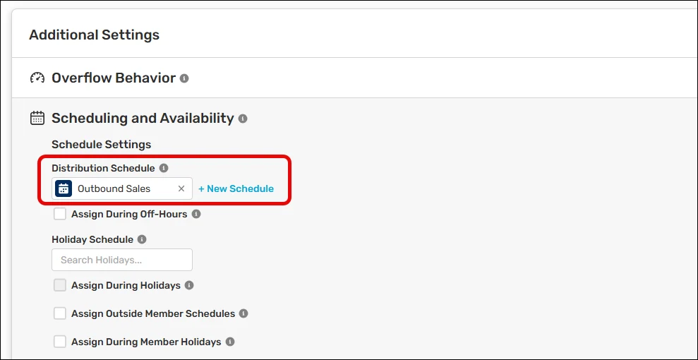 Router Scheduling and Availability settings with a Distribution Schedule selected.