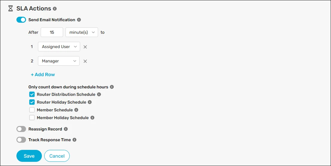 Enable the send email notification feature.