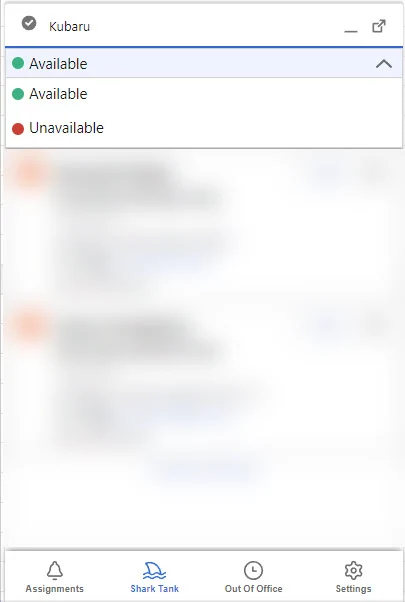 Toggle user status to available or unavailable.