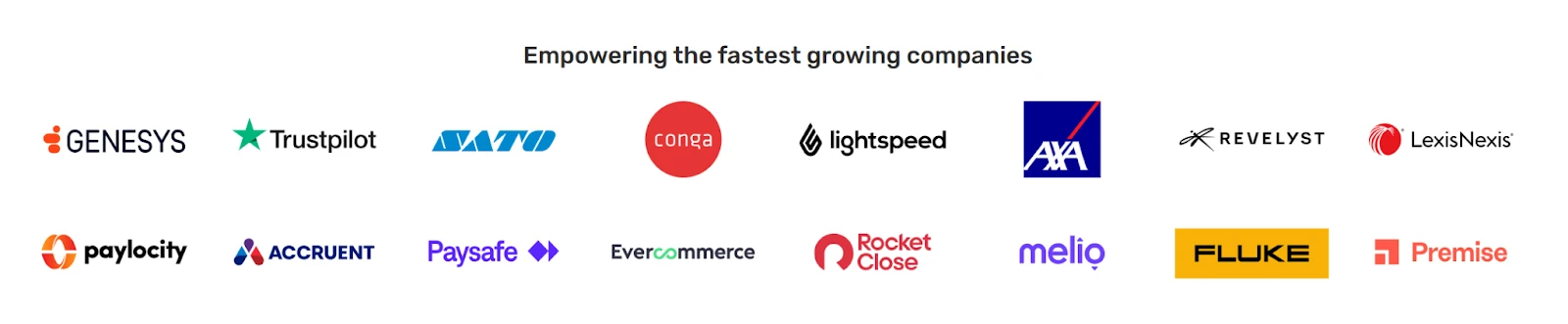 Kubaru customer logos including Genesys, Trustpilot, SATO, Conga, Lightspeed, and Paylocity.