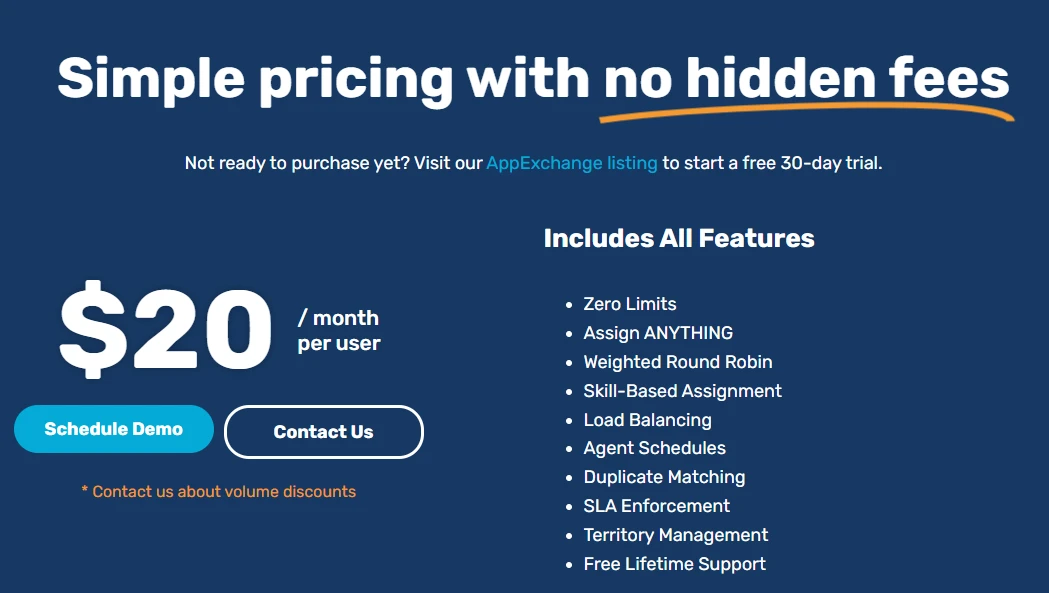 Kubaru pricing showing $20 per user per month with all assignment features included.