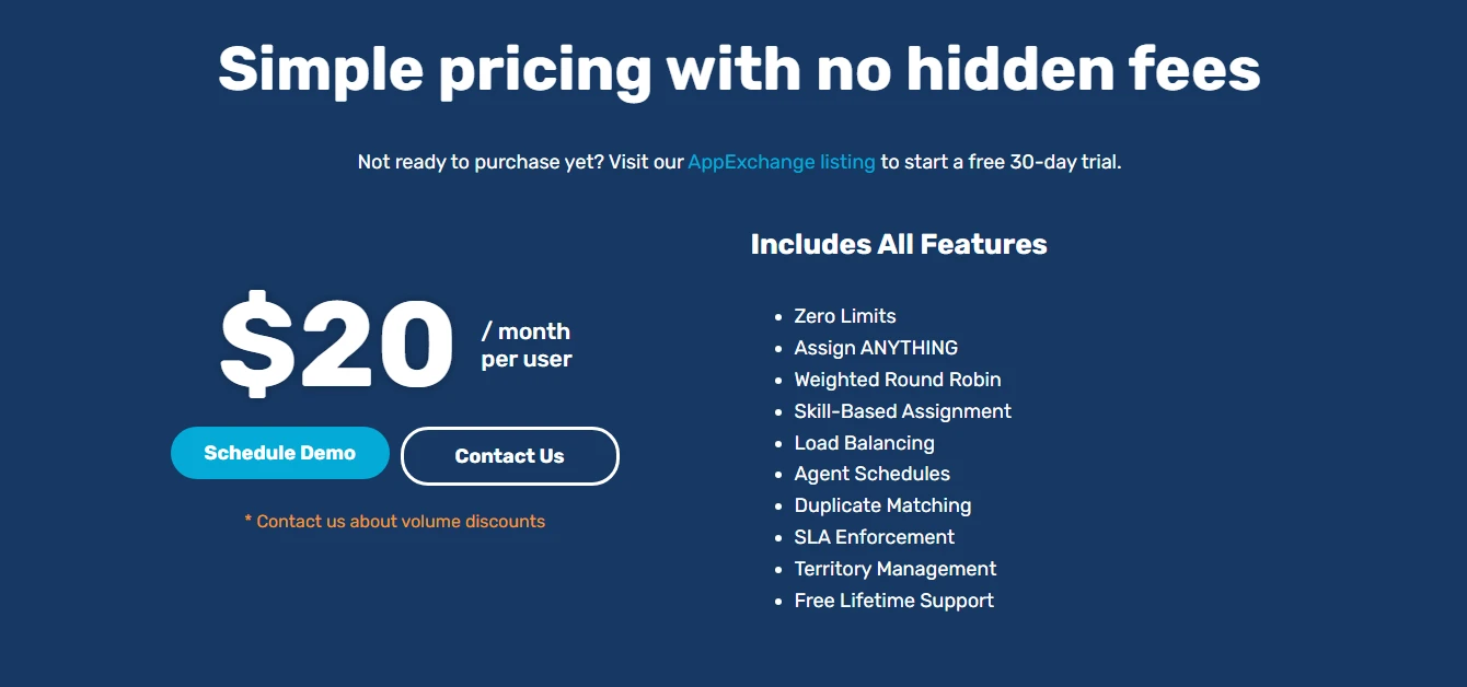 Kubaru pricing showing $20 per user per month with all assignment features included.
