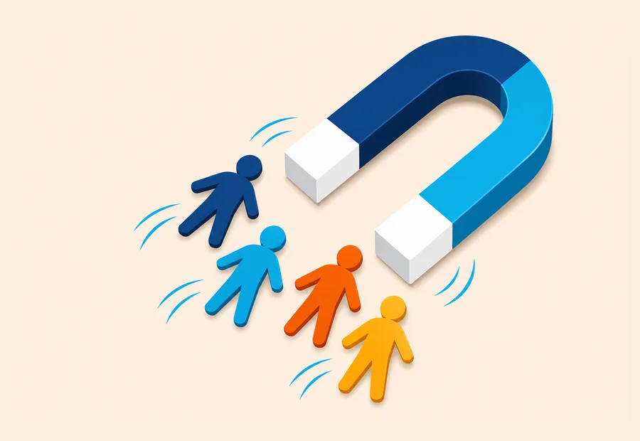 Magnet attracting four person-shaped tokens.