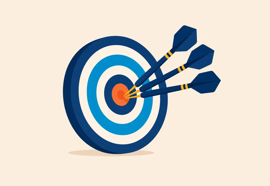 Three darts hitting the center of a target.
