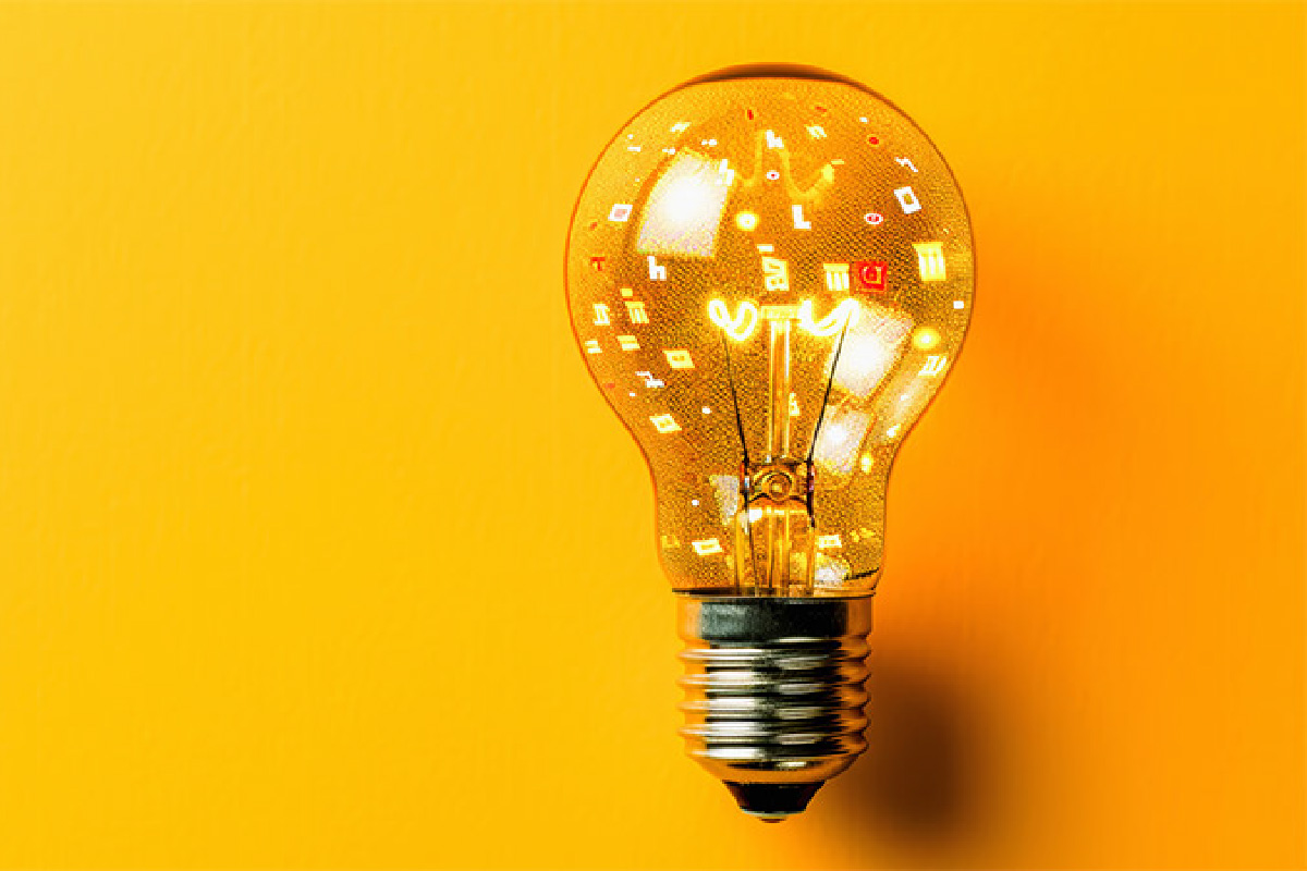 Bright lightbulb, symbolizing inspiration and ideas from famous sales quotes.