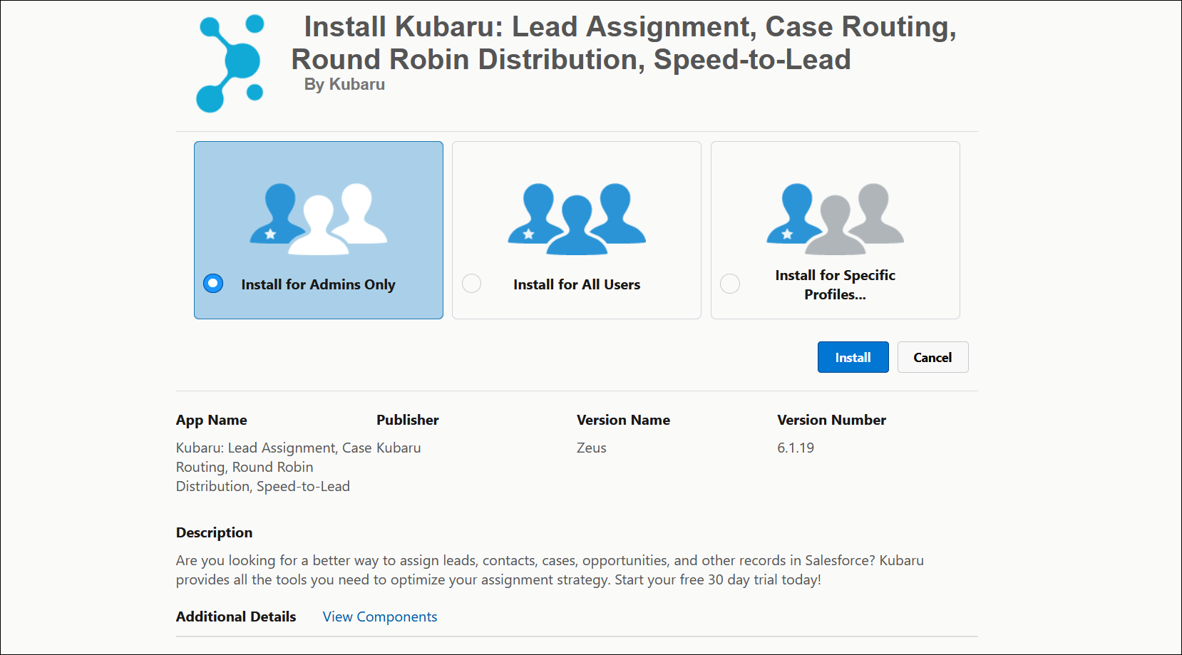 Choose the option to "Install for Admins Only".