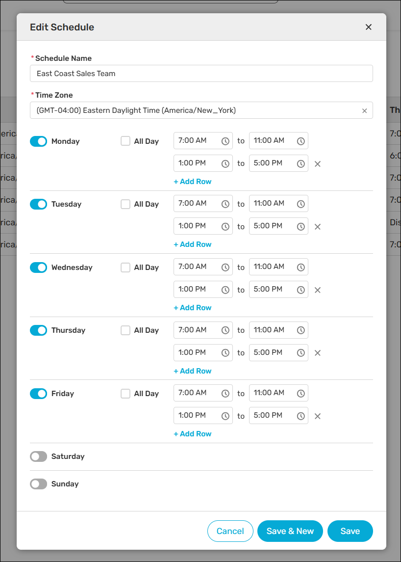 Create a distribution schedule to define which hours assignments should be made.