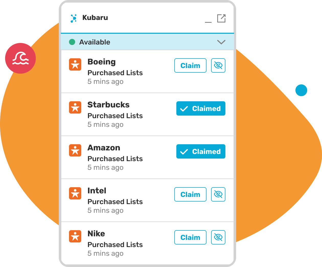 Kubaru shark tank feature showing users claiming available leads from real-time assignment pool