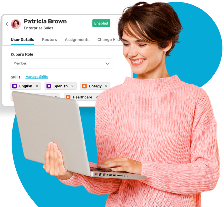 User assigning specific skills to team members within Kubaru for skill-based assignment.