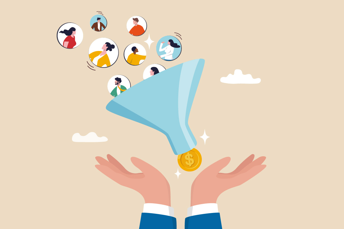 Funnel visualizing the lead qualification stages that prospects move through, representing the concept of Marketing Qualified Leads (MQL), Sales Accepted Leads (SAL), Sales Qualified Leads (SQL), and ultimately customers.